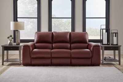 Alessandro Dual Power Leather Reclining Sofa Leather, Garnet