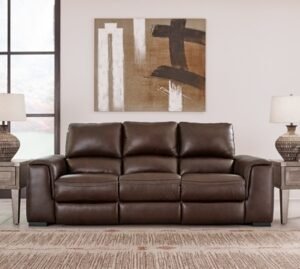 Alessandro Dual Power Leather Reclining Sofa, Walnut