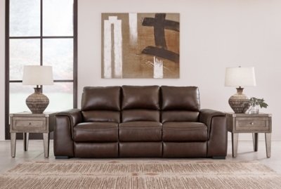 Alessandro Dual Power Leather Reclining Sofa, Walnut