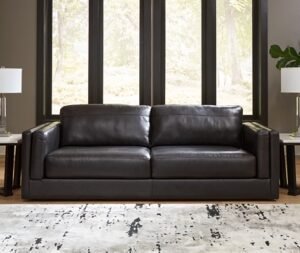 Amiata Leather Sofa Leather, Onyx