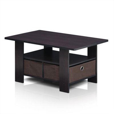 Andrey Coffee Table with Bin Drawer, Dark Walnut