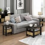 Andrey Coffee Table with Bin Drawer, Espresso/Brown