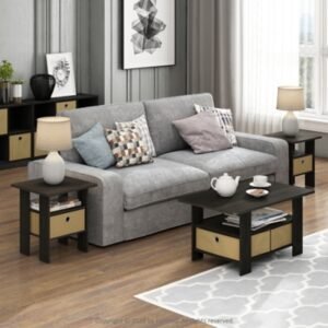 Andrey Coffee Table with Bin Drawer, Espresso/Brown