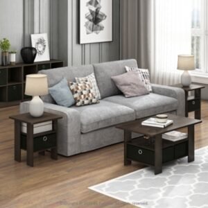 Andrey End Table Set, Dark Brown/Black