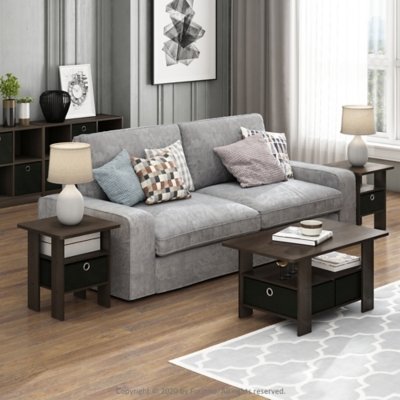 Andrey End Table Set, Dark Brown/Black