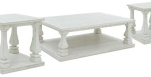 Arlendyne Coffee Table with 2 End Tables, Antique White
