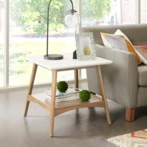Avenu End Table, Off White/Natural