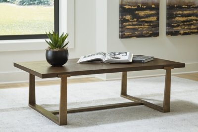 Balintmore Rectangular Coffee Table, Brown/Gold Finish