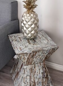 Bayberry Lane Hourglass Accent Table, Gray