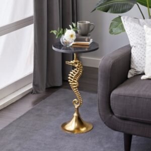 Bayberry Lane Sea Horse Accent Table, Gold