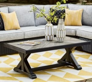 Beachcroft Outdoor Coffee Table, Black/Light Gray