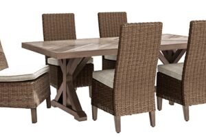 Beachcroft Outdoor Dining Table and 6 Chairs, Beige