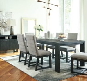 Bellvern Extendable Dining Table, Dark Gray, Wood