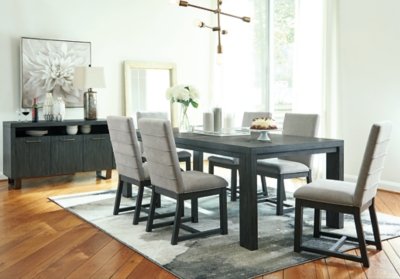 Bellvern Extendable Dining Table, Dark Gray, Wood