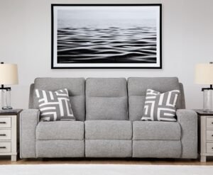 Biscoe Performance Fabric Dual Power Reclining Sofa, Pewter