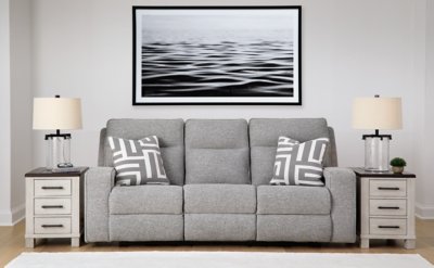 Biscoe Performance Fabric Dual Power Reclining Sofa, Pewter