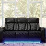 Boyington Dual Power Leather Reclining Sofa Leather, Black