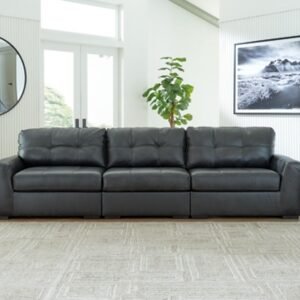 Brindley Pier 3-Piece Leather Modular Sofa Leather, Fog