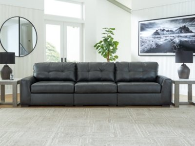 Brindley Pier 3-Piece Leather Modular Sofa Leather, Fog