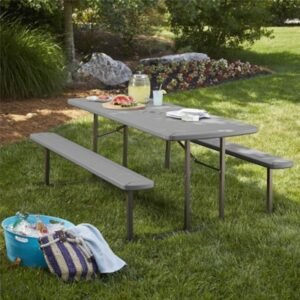 COSCO 6' Folding Picnic Table, Dark Gray