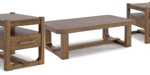 Cabalynn Coffee Table with 2 End Tables, Light Brown