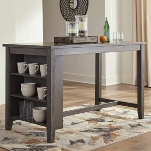Caitbrook Counter Height Dining Table with Shelves, Gray, Wood