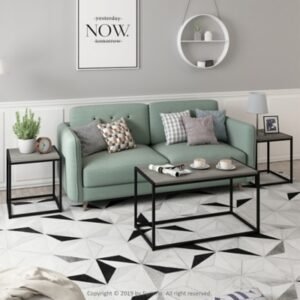Camus Modern Living Room Table 3-Piece Set, French Oak Gray