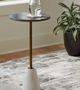 Caramont Accent Table, Black/White/Gold Finish