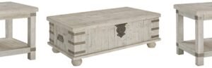 Carynhurst Coffee Table with 2 End Tables, White Wash Gray