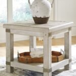 Carynhurst End Table with USB Charging, White Wash Gray
