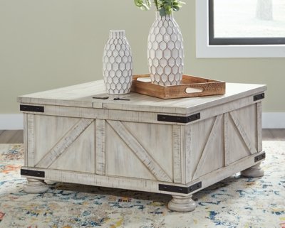 Carynhurst Hinged Lift Top Coffee Table, Whitewash