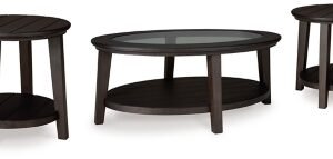 Celamar Coffee Table with 2 End Tables, Dark Brown