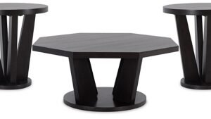 Chasinfield Coffee Table with 2 End Tables, Dark Brown