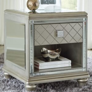 Chevanna 1 Drawer End Table, Platinum