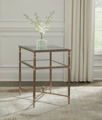 Cloverty End Table, Aged Gold Finish