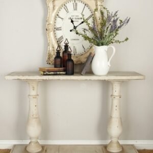 Console Table with Distressed Accents, White