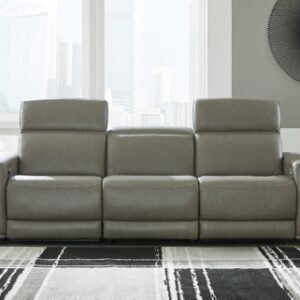 Correze 3-Piece Dual Power Leather Reclining Modular Sofa Leather, Gray