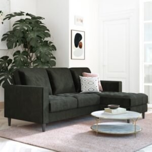 CosmoLiving by Cosmopolitan Strummer Reversible Sectional Sofa Couch, Black