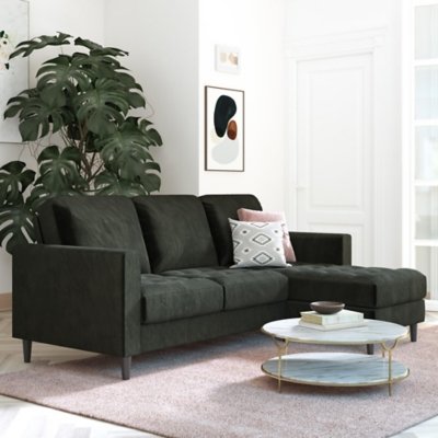 CosmoLiving by Cosmopolitan Strummer Reversible Sectional Sofa Couch, Black