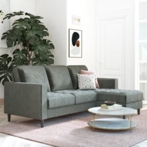 CosmoLiving by Cosmopolitan Strummer Reversible Sectional Sofa Couch, Light Gray