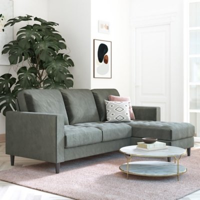 CosmoLiving by Cosmopolitan Strummer Reversible Sectional Sofa Couch, Light Gray