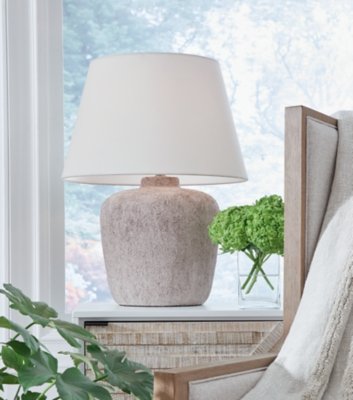 Danry Table Lamp, Distressed Cream