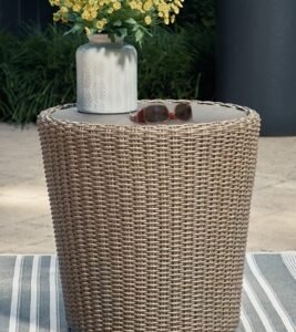 Danson Outdoor End Table, Beige