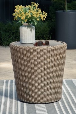 Danson Outdoor End Table, Beige