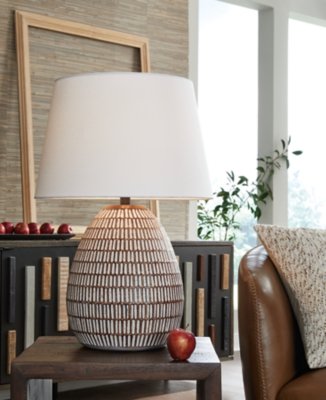 Darrich Table Lamp, Beige/White