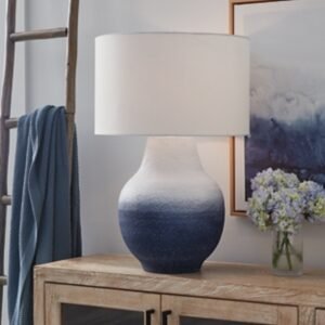 Dashland Table Lamp, White/Navy