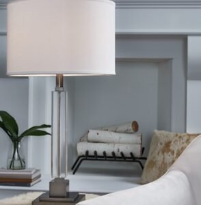 Deccalen Table Lamp, Clear/Silver Finish