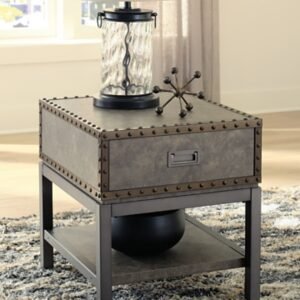 Derrylin End Table with USB Charging, Brown