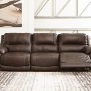 Dunleith 3-Piece Dual Power Leather Reclining Sofa Leather, Chocolate