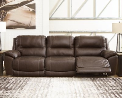 Dunleith 3-Piece Dual Power Leather Reclining Sofa Leather, Chocolate
